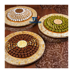 Bandeja lujosa con incrustaciones de perlas hecha a mano en Vietnam para mesas sofisticadas de Ramadán Eid y ocasiones de regalo - Product Image 1