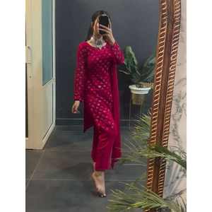 ชุดคอลเลกชั่นผ้าจอร์เจียแบบมีลำดับแนวแฟนซีชุดอินเดียและปากีสถาน-ด้านบนด้านล่างและ dupatta - Product Image 1