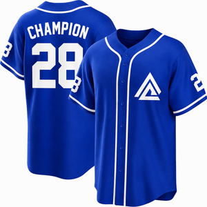 Maillot de baseball personnalisé avec nom du joueur, 100% polyester, court, séchage rapide, respirant, uniforme d'équipe, chemise de sport à boutons sur le devant - Product Image 3