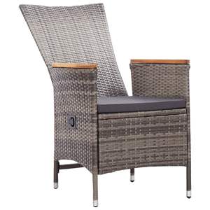 Ensemble de 2 chaises de jardin en rotin PE gris, fauteuils réglables en hauteur standard - Product Image 4
