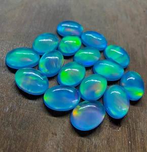 พลอยโอปอลออโรร่าแบบดับเบิ้ลแคโบชอง รูปไข่ หลังแบน พลอยธรรมชาติแบบเม็ดเดี่ยวทุกขนาด สำหรับทำเครื่องประดับ - Product Image 2