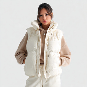 Chaleco Acolchado sin Mangas con Botones para Mujer, Chaleco de Plumón de Color Liso con Cuello Alto, Chaleco Cálido de Invierno para Exteriores sin Mangas para Mujer - Product Image 3