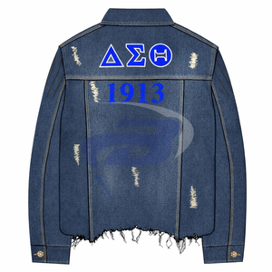 Delta | Sigma | Theta DST Sorority Ripped Denim <b>Jacket</b> - Product Image 2