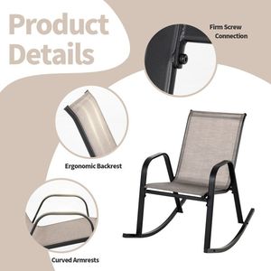 Set di 2 comode sedie a dondolo da patio in metallo con tessuto traspirante per il sedile - Product Image 4
