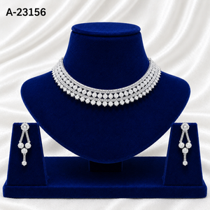 Ensemble collier et boucles d'oreilles plaqué argent pour femme, design floral classique, bijoux en alliage, fiançailles, mariage, mode A-23151 - Product Image 6