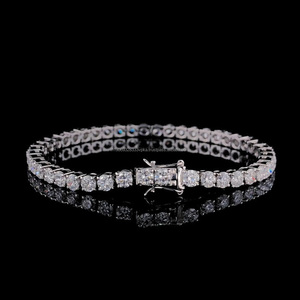 Round Cut Moissanite Tennis Bracelet 925 Sterling <b>Silver</b> Rhodium Plated Women's Wedding Bracelet Classic Style - Product Image 4