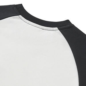 Custom Logo Hoodie 100 Cotton 360GSM Cropped <b>T</b>-<b>Shirt</b> for Women Long <b>Raglan</b> Sleeve Loose Fit Plain Dyed Blend Terry Sweatshirt - Product Image 6