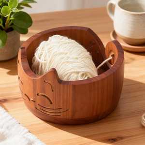 Custom Wooden Yarn Bowl Smooth Finish Yarn Holder For Knitting Crochet <b>Wool</b> Thread And <b>Craft</b> Projects - Product Image 4