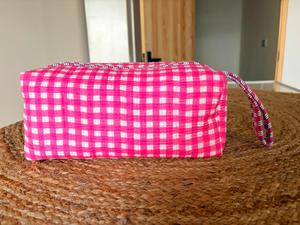 Pink Striped Hand Block Print Eco-Friendly Large Dyson <b>Hair</b> <b>Dryer</b> Bag Zipper Closure Multi-Compartment Storage Travel Organizer - Product Image 3