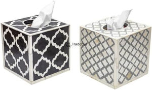 Caja y Porta Toallitas de Papel con Incrustaciones de Hueso Hechas a Mano y Ecológicas, Decoración de Hogar Elegante y de Lujo para Baño y Sala de Estar Tradebyd - Product Image 3