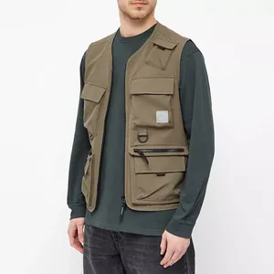 Chaleco de Trabajo Transpirable de Lona para Hombre, Cierre de Cremallera, Múltiples Bolsillos, Color Sólido, Estilo Primavera - Product Image 2