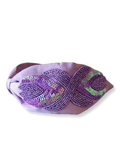 Tissu lavande perlé rembourré léger Durable bandeau pour enfants accessoire de cheveux à la main irisé paillettes broderie en vrac - Product Image 2