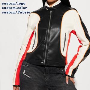 Women’s Genuine <b>Leather</b> Patchwork Motorcycle <b>Jacket</b> High-Quality Racing Style with Custom Patch Embroidery - Product Image 3