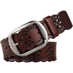 Cinturón de Cuero Genuino para Mujer con Hebilla Redonda, Correa de Cintura de Alta Calidad, Diseño de Cinturón de Cuero Premium con Logotipo Personalizado - Product Image 1