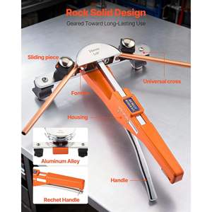 Kit de pliage de tubes en alliage d'aluminium compact 1/4 7/8 pouces, outil à main à cliquet, 7 matrices pour la maintenance de la climatisation et de la réfrigération, cuivre - Product Image 5