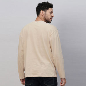 T-shirt Homme Grande Taille Personnalisé en Jersey 100% Coton, Col Rond, Style Urbain, Séchage Rapide, Respirant, Épaules Tombantes, Manches Longues – Vente en Gros - Product Image 3