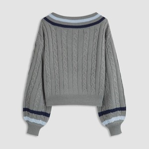 Varsity College Style Knit Sweater Thick Warm Winter Pullover <b>Top</b> - High Quality Soft Ladies Cold Weather Jumper 2026 breathable - Product Image 2