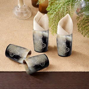 Verre à shot en verre gravé style marteau de Thor chinois traditionnel avec couvercle en bambou PP et sous-verres durables, personnalisables, style rétro - Product Image 6