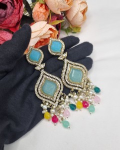 Boucles d'oreilles pendantes de luxe en cristal taille marquise avec perle, plaqué or antique, pour femmes, pour soirées et festivals, vente en gros - Product Image 6