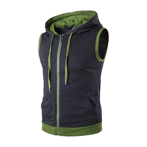 Sweat-shirt à capuche en coton, débardeur de sport pour hommes, gilet de musculation, fitness, sans manches, avec poches, pour la course à pied - Product Image 3
