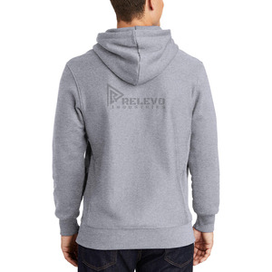 เสื้อฮู้ดซิปผู้ชาย สีเทา ผ้าฟลีซ ทรงปกติ ผ้าฝ้าย 100% สีพื้น สวมใส่สบาย คุณภาพดี เหมาะสำหรับฤดูใบไม้ผลิ - Product Image 3