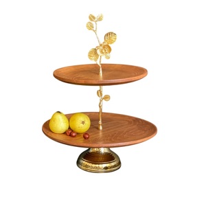 Soporte de Madera Artesanal de 2 Niveles para Pasteles, Bandeja Redonda Elegante para Servir en Bodas y Fiestas, Exhibición de Postres, Madera de Mango Sólida de Primera Calidad - Product Image 2