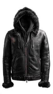 เสื้อแจ็คเก็ตหนังขนสัตว์คุณภาพสูงสำหรับผู้ชาย - Product Image 1