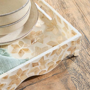 High-End Vietnamese Craftsmanship with Luxurious Glossy Decorative Finish Stunning MOP Capiz Serving Tray - Product Image 4