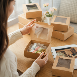 Custom Recyclable Kraft Paper Self Erecting Boxes With Clear <b>Window</b> For Gift Craft Packaging Rectangle Shape Plastic Liner - Product Image 4
