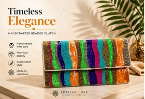 Bolso de mano artesanal con cuentas de colores vibrantes – Elegante bolso de noche para mujer, hecho a mano con cuidado, de calidad premium y diseño exclusivo. - Product Image 6