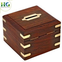 Tirelire en bois artisanale, coffre au trésor, boîte à monnaie avec serrure, tirelire vintage, boîte de rangement décorative, décoration d'intérieur, cadeau