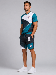 Men Summer <b>Set</b> Casual Two Piece Sportswear Short Sleeve Top And Elastic Waist Shorts Designed For Comfort Style And All Day - Product Image 4