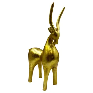 Gold Plated Brass <b>Deer</b> Figurine Full 3D Animal Sculpture Home Decoration Casting Art Piece - Product Image 4