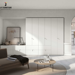 JY Project Customized Factory Best Selling High Quality Bedroom Furniture Simple Style Open Door Wood Modern <b>Wardrobe</b> Closet - Product Image 5