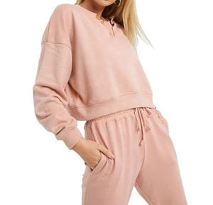 Wholesale Women's Casual Lounge Wear Track Suit With Drawstring Hem Women's Plain Pullover Full Sleeve Sweat Suit - Product Image 1