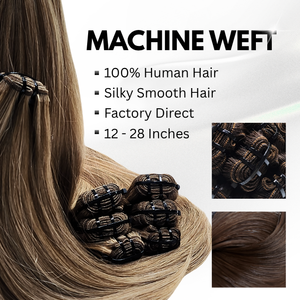 Extensiones de Cabello Humano con Trama a Máquina, 12-28 Pulgadas, Cabello Virgen Indio, Doble Trama, Puntas Completas - Product Image 1