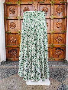 Pantalones Palazzo de Algodón Estampado Bohemio de Pierna Ancha para Mujer con Estampado de Hojas de Cebra Verde y Blanco, Cintura Alta Fruncida, ODM - Product Image 3