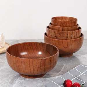 Bol à soupe en bois de qualité supérieure, mini-bol à fruits, bol à riz en bois de caoutchouc naturel, incassable, ustensile de cuisine pour enfants et adultes - Product Image 4