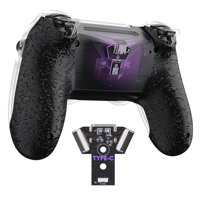 EXtremeRate Type-C Version Replacement PCBA Board & Bottom Shell Compatible with PS4 Controller JDM-040/050/055 Models