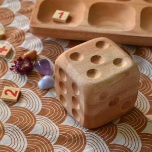 <b>Wood</b> Game Dice Cube Handmade Timber Gaming <b>Block</b> Educational Counting Dice Math Activity Montessori Learning Material - Product Image 4
