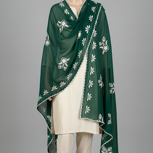 Pañuelo de poliéster voile transpirable con bordado floral de diamantes de imitación en colores mezclados, chal islámico de moda de verano con flores grandes, económico. - Product Image 6