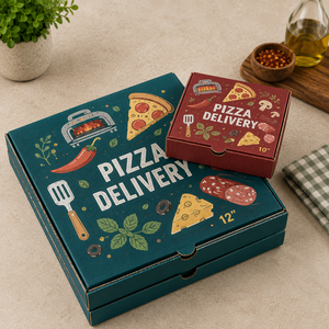 Boîte d'emballage alimentaire jetable écologique biodégradable sur mesure, en papier kraft ondulé épaissi, forme carrée, pour pizza - Product Image 2