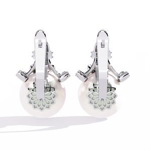 Pendientes Clásicos de Plata 925 con Perlas de Agua Dulce y Moissanita Redonda de Corte Brillante con Engaste de Garra para Mujer, Ideales para Bodas - Product Image 6