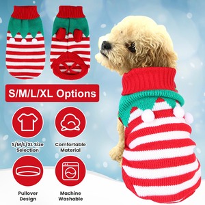 Maglione dolcevita di natale per cani gatti 1 pezzo strisce di pupazzo di neve Costume 4 taglie-piccolo medio per cucciolo di gattino 2 modelli - Product Image 6