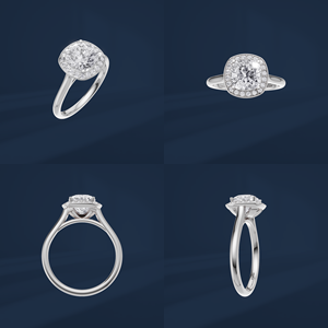 Anillo de Compromiso de Platino PT950 para Mujer con Diamante de Corte Cojín y Halo de Diamantes Laterales, Color D, Estilo Clásico, Certificado IGI - Product Image 6