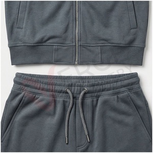 Ensemble de survêtement gris pour homme, manches longues, col montant, fermeture éclair sur le devant, imprimé géométrique, respirant, coupe sportive, coupe régulière, vêtements d'automne - Product Image 5