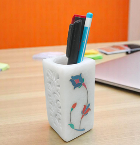 Marble Pen Stand Storage Jar Makeup <b>Brush</b> Holder Indian Manufacturer Exporter's Marble Pen And Pencil Holder Top Price - Product Image 2