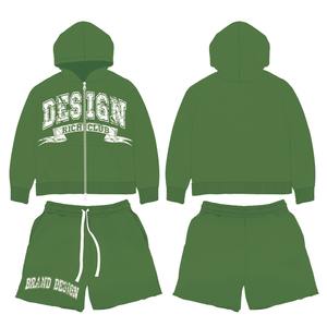Conjunto de 2 Piezas de Sudadera con Capucha y Pantalones Cortos para Hombre, 100% Algodón, Estilo Urbano, con Logotipo Personalizado del Fabricante, Talla Grande - Product Image 3