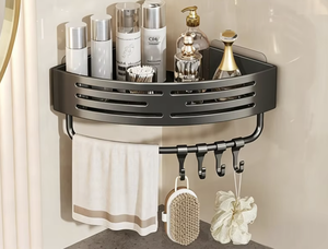 Bathroom <b>Corner</b> <b>Shelf</b> Carbon Steel Drill-Free <b>Wall</b> Mounted Triangle Storage Rack Waterproof Toilet Organizer Basket Space Saving - Product Image 3