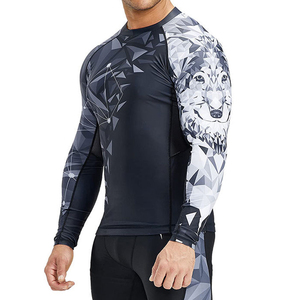 Custom Graphic Sublimation Print Geometric Pattern <b>Grappling</b> Rash Guards Long Sleeve Muscle Fit Compression Base Layer for MMA - Product Image 5